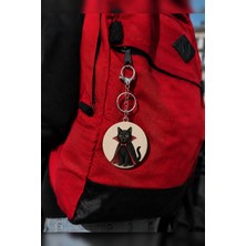 Mashspot Gothic Siyah Kedi Tasarımlı 58 mm Açacaklı Anahtarlık ve Çanta Charmı – Kedi Severlere Hediye