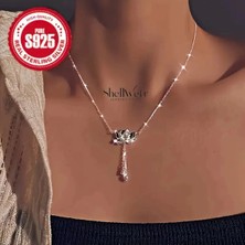 ShellWetr Nilu Lotus Detaylı 925 Ayar Gümüş Kadın Kolye | Zarif & Işıltılı Tasarım | Sevgili & Anneye Hediye NL-GK2025, 0