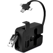 Meks Şarj Kablosu Cep Tipi Telefon Standılu Makaralı Uzayıp Kısalabilen 1 Arada USB