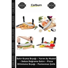 Carlburn Satır Kıyma Bıçağı - Yarım Ay Modeli - Sebze Doğrama Satırı - Pizza Dilimleme Bıçağı - Paslanmaz Çelik