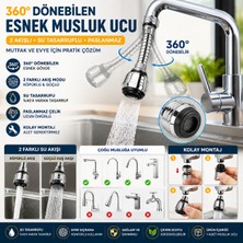 Ufak Tefek Şeyler 360 Derece Dönebilen Esnek Musluk Ucu Paslanmaz Su Tasarruflu Mutfak Evye Başlığı 2 Akışlı