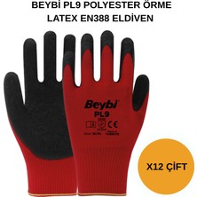 Beybi Arge Toptan Pl9 Polyester Örme Latex Eldiven 12 Adet No 10 Xl