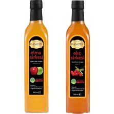 Elma + Alıç Sirkesi 500 ml 2'li Set Doğal Fermantasyon Içilebilir Katkısız Cam Şişe
