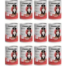 Foodline Yetişkin Köpek Konservesi 400 Gr, Gravy Sos Içerisinde Parça Etli (400 gr x 12 Adet, K