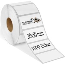 30X50 mm Barkod Etiketi Yapışkanlı 1 Adet Rulo Etiket Termal Barkot Terazi Etiketi 1000 Li Barkod