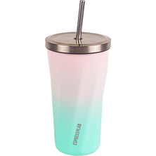 Paslanmaz Çelik Renk Geçişli Pipetli Mug Termos 500 ml No:79
