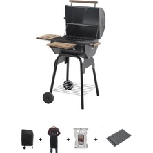 Cheffi Grillord‑50 Kömürlü Barbekü (1 Adet Döküm Izgaralı) + Hediye Seti (Önlük + Kılıf