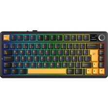 F75 Max Mekanik Rgb Tkl Graywood V4 Switch Kablosuz Makrolu Hot Swap Türkçe Q Klavye Siyah