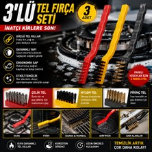 Ufak Tefek Şeyler 3'lü Tel Fırça Seti Ocak Fırın Mangal Izgara Airfryer Temizleme ve Pas Sökücü Detay Fırçası