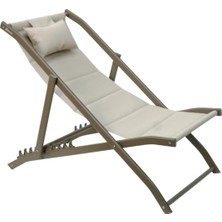 Stern Alüminyum Katlanır Şezlong Sandalye, Kademeli, Yastıklı (Cappuccino)