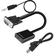 VGA HDMI Çevirici Dönüştürücü Kablo Ses Destekli VGA To HDMI