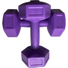 2 kg x 2 Adet Dambıl Vinyl Kaplı Dumbell Ağırlık-Mor
