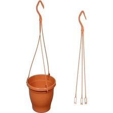 Katı Plastik Makrome Askılı Saksı 5 Adet Kahverengi 16 cm
