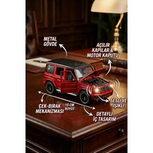 1:32 Metal Çek Bırak Mercedes G65 Kırmızı Sesli ve Işıklı Kapıları Açılan Oyuncak Arazi