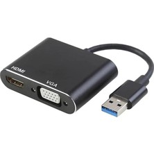 USB 3.0 To HDMI VGA 1080P Monitör Genişletici Çevirici Dönüştürücü Adaptör
