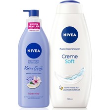 Creme Soft Kremsi Dokunuş Duş Jeli 750ML ve Değerli Yağlar Içeren Nemlendirici Vücut Losyonu 4