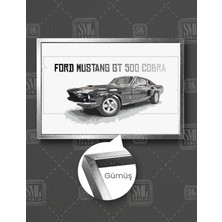 SML Tablo Ford Mustang Gt 500 Cobra Kobra Araba Retro Yatay Çerçeveli Kanvas Tablo
