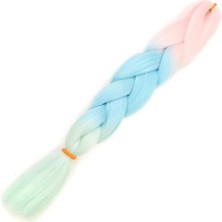 Elma Shop Simli Şeker Pembe / Açık Mavi / Su Yeşili Ombreli Örgülük 100 Gr.