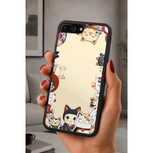 BG AKSESUAR iPhone 7 Plus / 8 Plus Uyumlu Manekineko Desenli Kamera Korumalı Darbelere Dayanıklı Kılıf