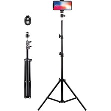 Bluetooth Kumandalı Metal Tripod, 2 Metre Ayarlanabilir Yükseklik, 360 Derece Döner Başlıklı T