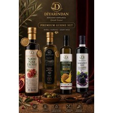 4'lü Premium Gurme Set | Nar Ekşisi, Zeytinyağı, Karadut Özü ve Ananaslı Detox Sirkesi Doğal