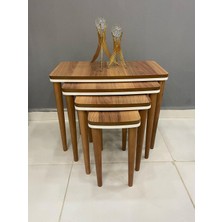 Deniss Home 4 Lü Lüx  Mdf Ahşap Zigon Sehpa ceviz