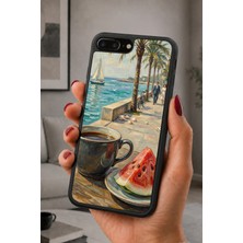 BG AKSESUAR iPhone 7 Plus / 8 Plus Uyumlu Palmiye Desenli Kamera Korumalı Darbelere Dayanıklı Kılıf