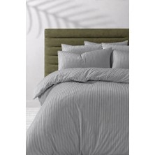 Hig Store Çift Kişilik Çizgili Saten Çarşafı Lastikli Nevresim Takımı Otel Tipi Yumuşak & Parlak Kutulu
