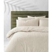 Hig Store Çift Kişilik Çizgili Saten Çarşafı Lastikli Nevresim Takımı Otel Tipi Yumuşak & Parlak Kutulu