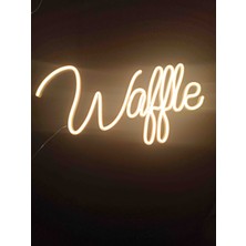 Neon Star 3d Waffle Yazılı Neon LED Tabela Büyük Boy 46X22 cm Gün Işığı Renk Kafe & Dekorasyon