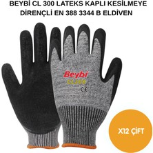 Beybi Arge Toptan CL300 Lateks Kaplı Kesilmeye Dirençli Eldiven 12 Adet No 10 Xl