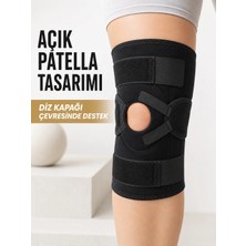 Adalı Store Açık Patella Ligamentli Dizlik Yan Destekli Esnek Ayarlanabilir Diz Desteği