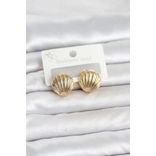 Aletools  316L Çelik Gold Renk Deniz Kabuğu Model Kadın Küpe
