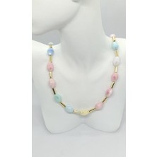 Nd Jewelry Candy Gold Renk Pastel Taşlı Kolye (43+5 cm)