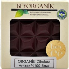 Beyorganık Organik Artizan ÇIKOLATA%100 Bitter 40GR, Kakao Kitlesi, Kakao Yağı ve Kakao Tozu ile