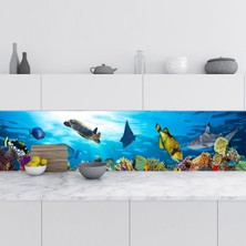Uravas Store Mutfak Tezgah Arası Folyo Fayans Kaplama Folyosu Deniz Kaplumbağa 60X200 cm
