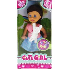 Uravas Store Cute Girl Beyaz Köpekli ve Kumral Mini Bebek