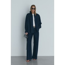 Suud Collection Mavi 88 Oversize Denim Gömlek Uzun Kollu Günlük Tarz Düz Renk Kadın Giyim