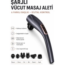 Abrax Tech Şarjlı Kablosuz 6 Başlıklı Dijital Kontrollü Uzun Saplı Vücut Masaj Aleti