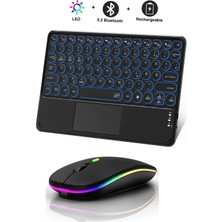 Rgb Işıklı Kablosuz Bluetooth Klavye Mouse Seti Şarjlı Ultra Slim Tablet Telefon Windows Uyumlu