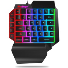 Tek El Rgb Oyun Klavyesi, USB Kablolu Gökkuşağı Harfleri Parlayan Tek El Klavyesi Bilek Desteği Multimedya Tuşları, Arkadan Aydınlatmalı Ergonomik Mekanik Hissi Veren Klavye Oyun Için