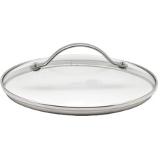 Greenpan 24 cm Cam Kapak | Temperli Cam | Paslanmaz Çelik Kulp | 220°C Fırın Dayanımı |