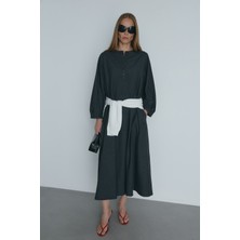 Suud Collection Füme Kaia Düğmeli Maxi Elbise