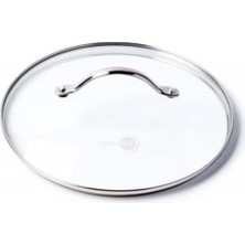 Greenpan 20 cm Cam Kapak | Temperli Cam | Paslanmaz Çelik Kulp ve Kenar | Evrensel Uyum | 220°C Fırın Dayanımı