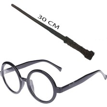 Ttt Harry Potter Asası ve Siyah Çerçeveli Gözlük Seti-T