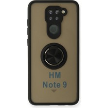 Gelalsat Newface Xiaomi Redmi Note 9 Kılıf Montreal Yüzüklü Silikon Kapak - Siyah