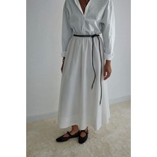 Suud Collection Ekru Day Poplin Kloş Etek