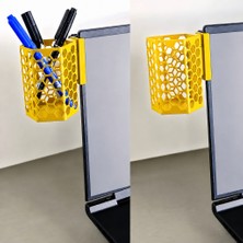 Alvera Monitor Kalemlik – 3D Baskı Petek Desenli Laptop Kenar Altıgen Kalemlik-Sarı