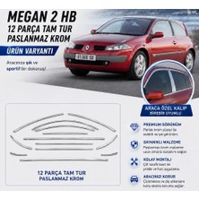 Renault Megane 2 Hb Cam Çerçevesi Kenar Çıtası Krom Tamtur 12 Parça 2003 / 2009