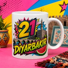 Ajans 313 21 Diyarbakır Temalı Baskılı Kupa Bardak Surlar Köprü ve Karpuz Tasarımı